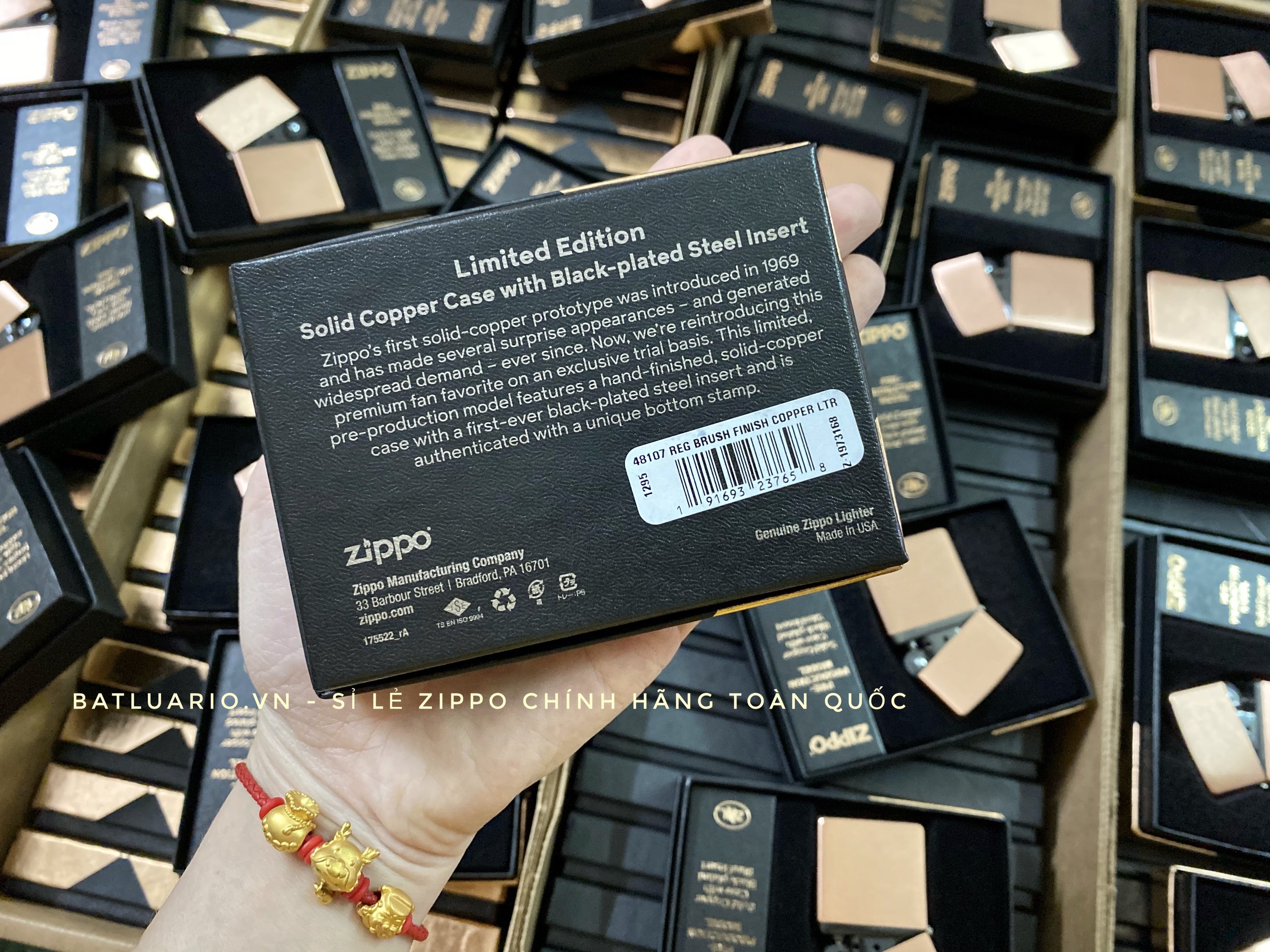 Bật Lửa Zippo 48107 – Zippo Solid Copper – Zippo Copper Case With Black Coated Stainless Steel Insert – Zippo Đồng Đỏ Nguyên Khối 2022