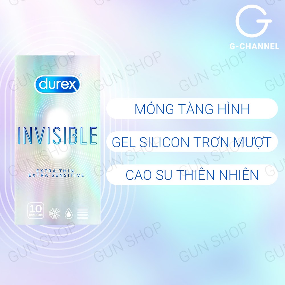 [Hộp 10 cái] Bao cao su Durex Invisible - Siêu mỏng, mềm mịn 