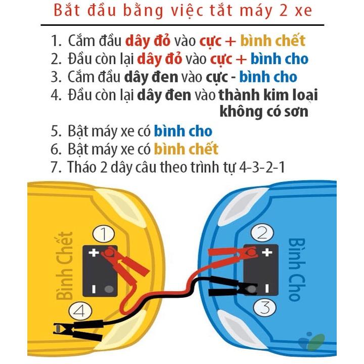 Dây câu kích bình Ắc Quy 2000AMP dài 4m cứu hộ Ô tô