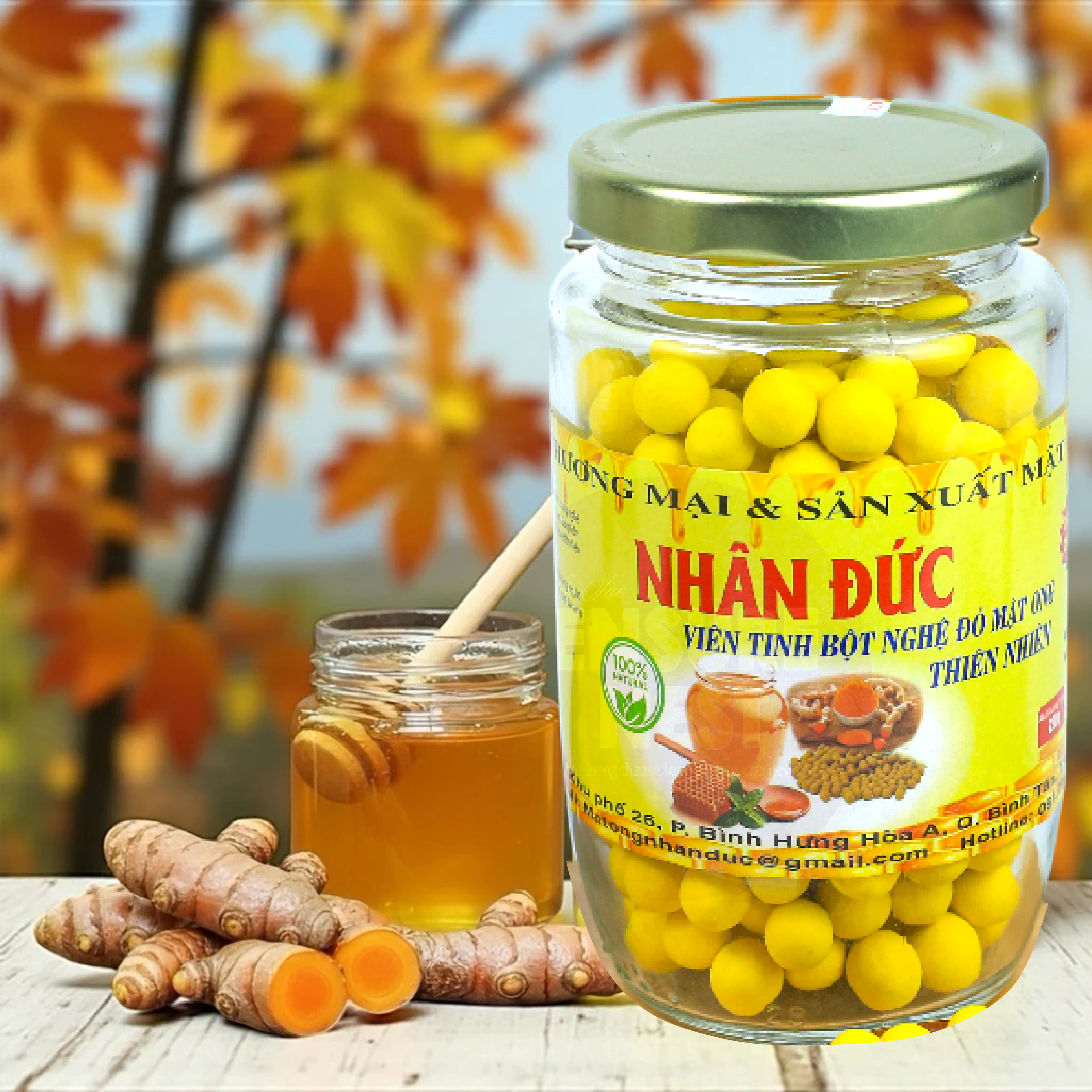 Viên Tinh Nghệ Mật Ong Rừng 500GR Giảm Đau Bao Tử Viêm Loét Dạ Dày, Làm Đẹp Da -Phụ nữ sau sinh