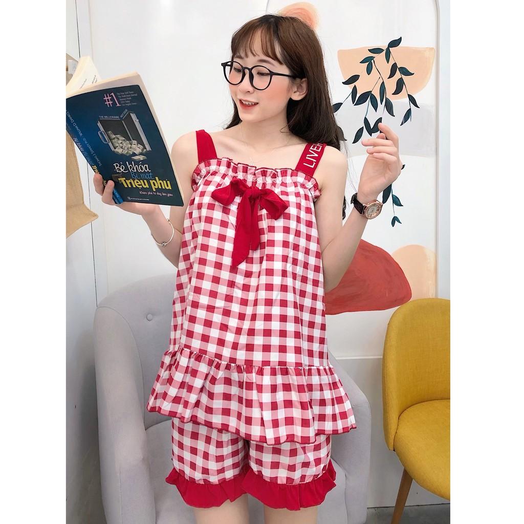 Bộ Bầu quần đùi áo 2 dây cực kỳ mát mẻ vào mùa hè -