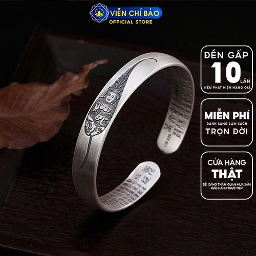 Vòng tay bạc nữ khắc họa tiết Con giáp theo tuổi Bát Nhã Tâm Kinh chất liệu bạc Thái 925 Viễn Chí Bảo L100305