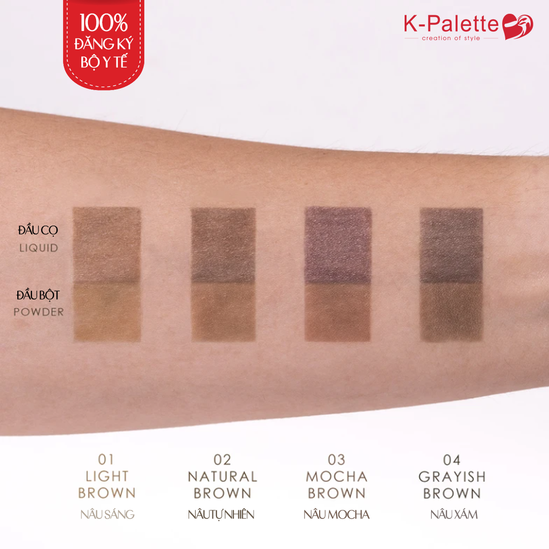 Bút Vẽ Lông Mày 2 Đầu Nhật Bản, Đầu Nước, Đầu Bột K-Palette Lasting 2Way Eyebrow Liquid WP, Chống Nước, Lâu Trôi, Bền Màu