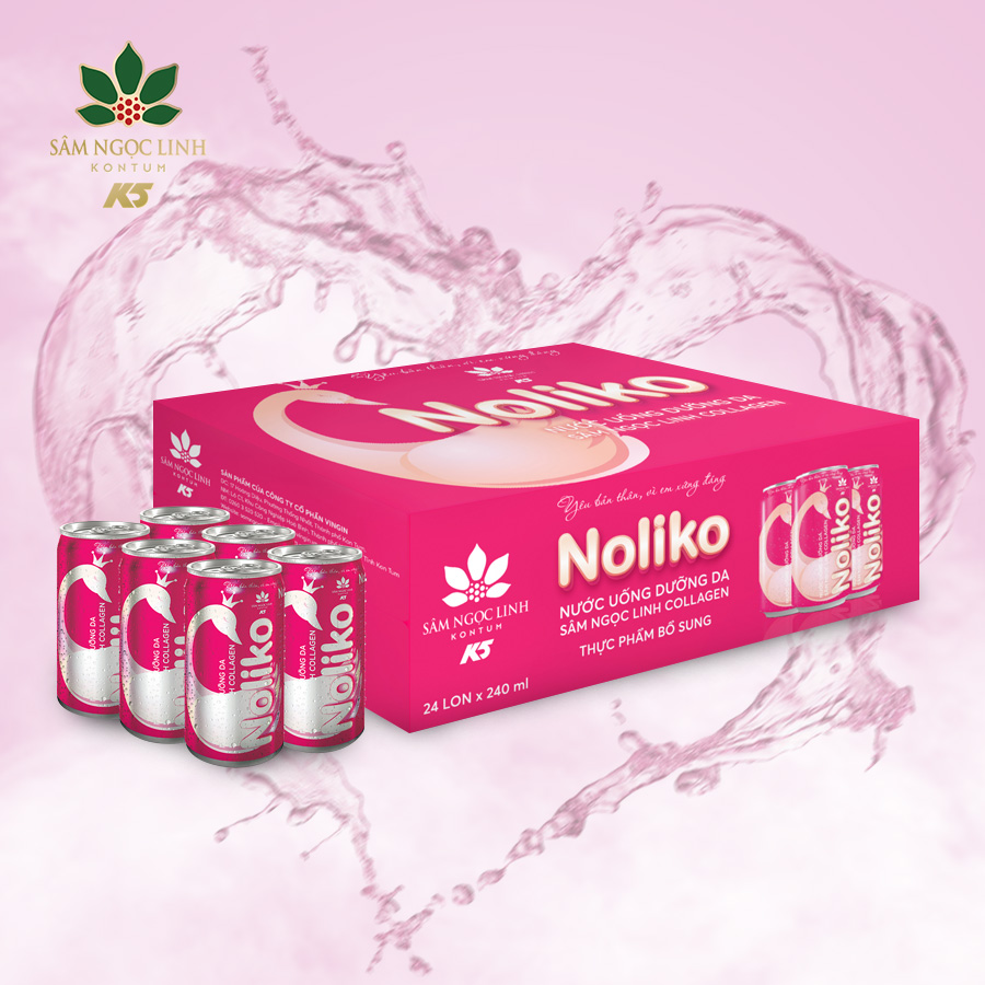 Noliko Nước Uống Collagen Dưỡn Da Sâm Ngọc Linh Thùng 24 Lon (240Ml/Lon)