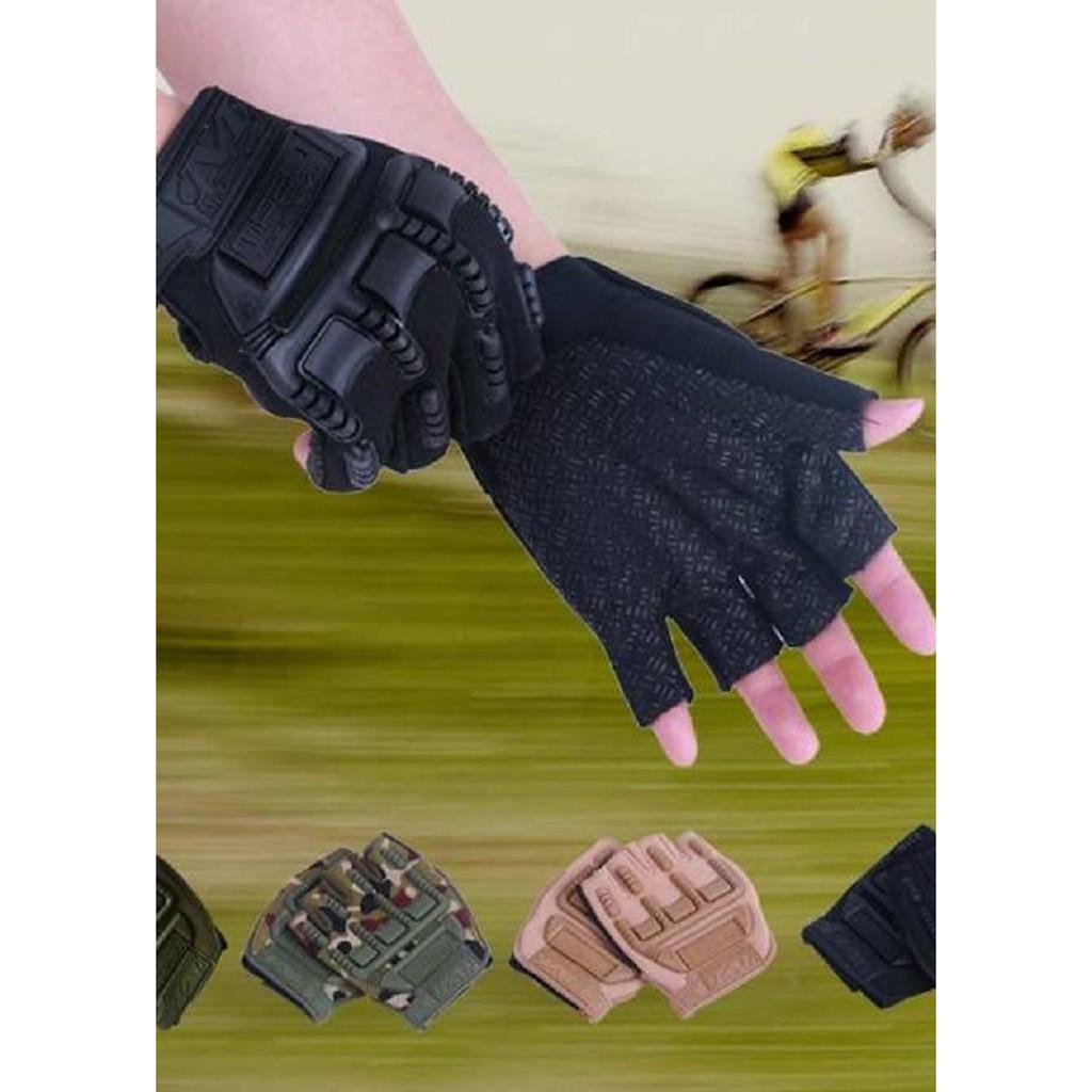 Găng tay xe máy cụt ngón - Đen