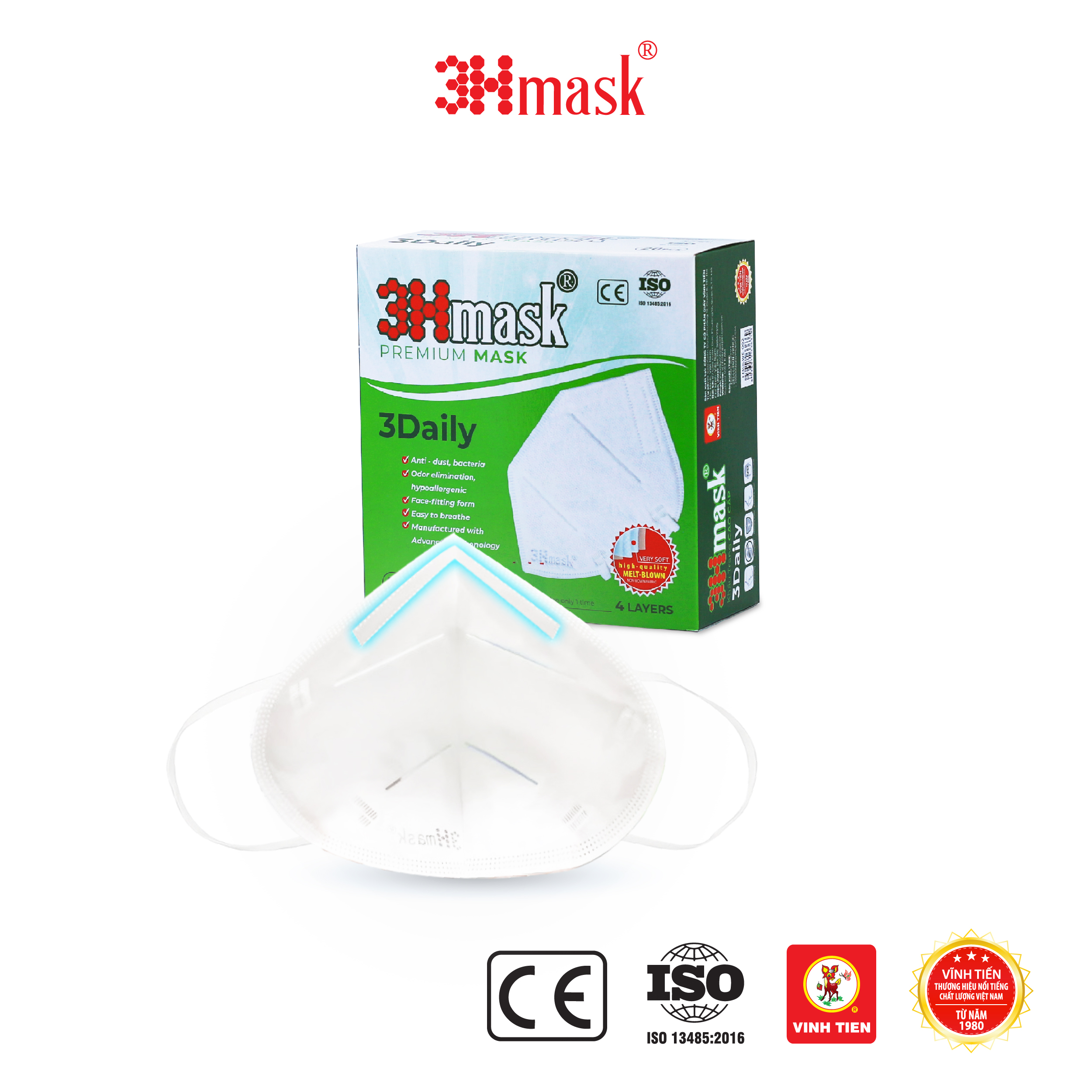 Khẩu Trang 3Hmask 3Daily Quai Tròn (20 cái)