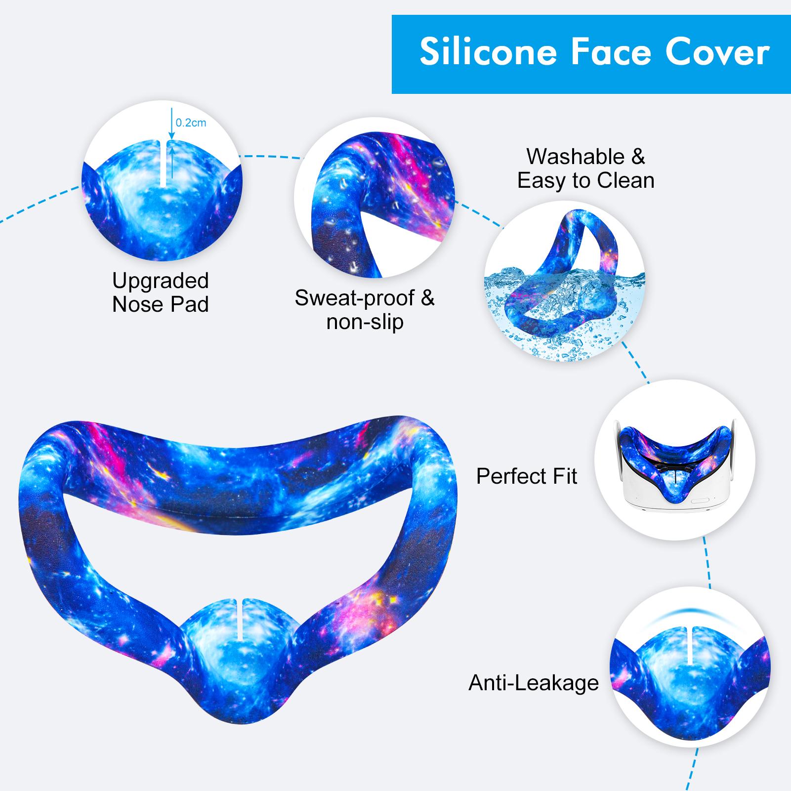 Vỏ bảo vệ silicon cho phụ kiện Oculus Quest 2 Hộp đựng tai nghe VR Head Face Cover Eye Pad Controller Cover Grip Trọn bộ Màu sắc: Tím đầy sao