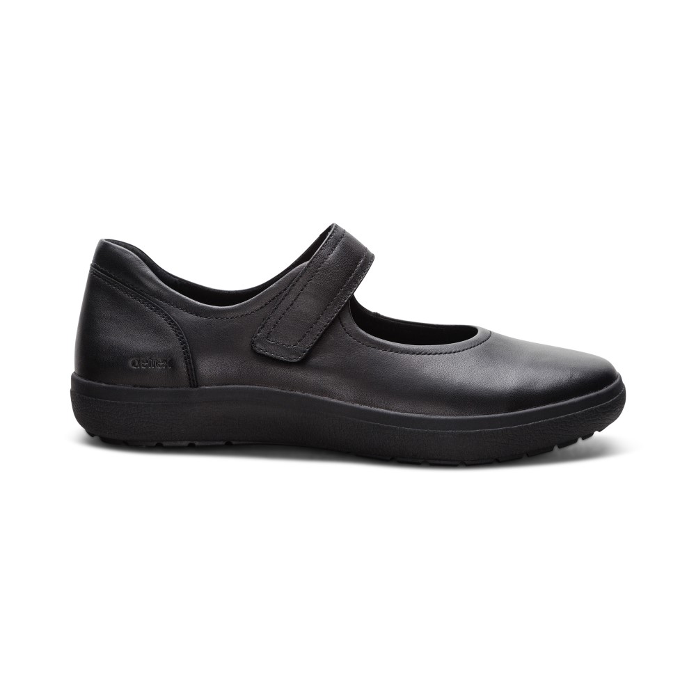 Giày búp bê sức khoẻ nữ Aetrex Erica Black - giày bít đế đệm giảm đau chân