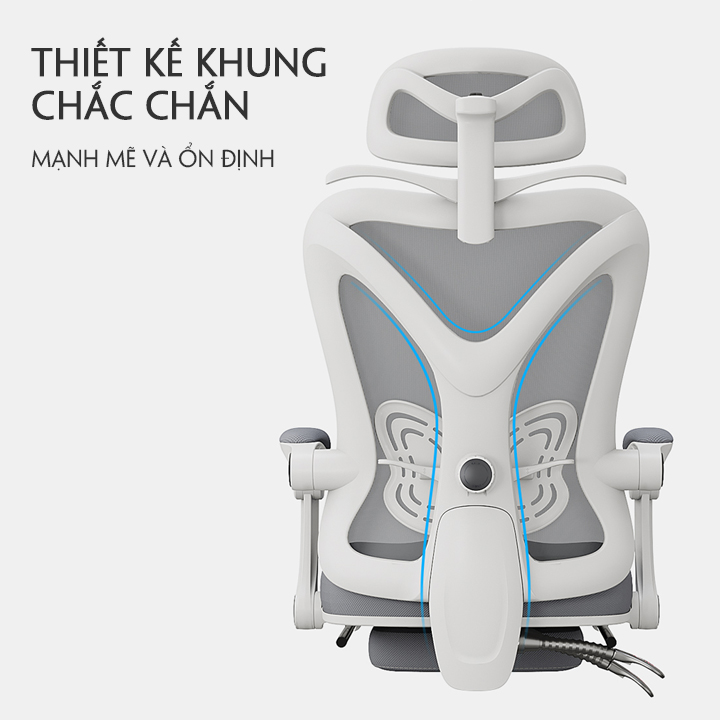 Ghế Công Thái Học Ergonomic Cao Cấp Omega M083 Có Gác Chân, Tựa Đầu Và Nệm Cao Su, Ghế Chơi Game Gaming Lưng Lưới