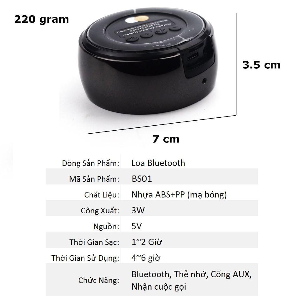 Loa bluetooth cầm tay mini BS01 tiện dụng, vỏ kim loại siêu bền, nghe nhạc không dây, bass rõ ràng 