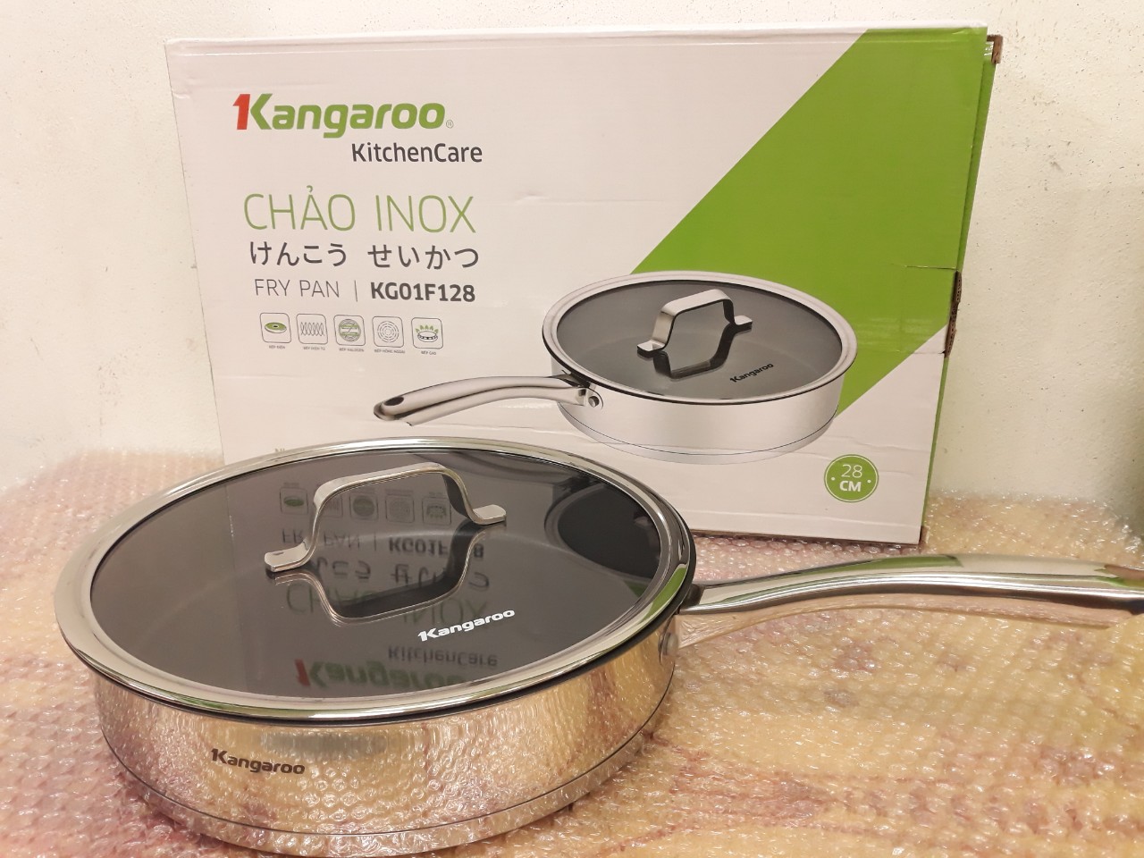 Chảo inox chống dính size 28cm KG01F128 hàng chính hãng