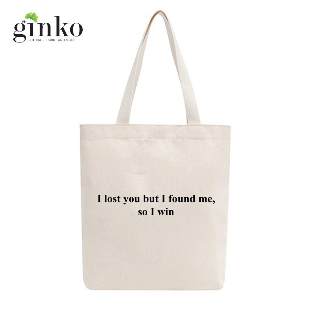 Túi Tote Vải Mộc GINKO Basic có dây kéo khóa miệng túi đựng vừa laptop 14 inch và nhiều đồ dùng khác In Quote