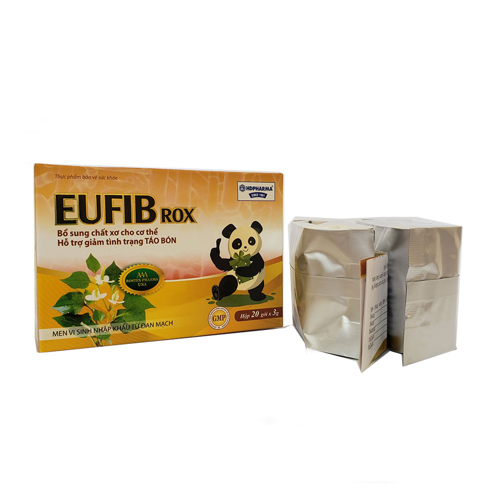 Men vi sinh EUFIB ROX Bổ xung chất xơ cho cơ thể, giảm tình trạng táo bón - Hộp 20 gói 3g