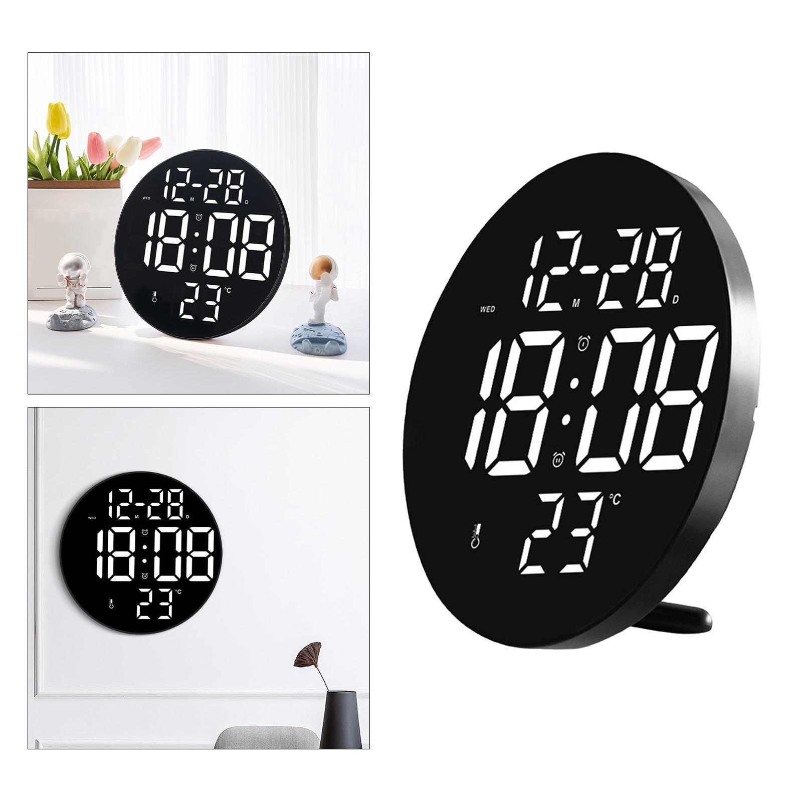 Digital Clock, 9" LED Digital Clock Large Display, with Remote Control, Adjustable Brightness, Calendar, Temperature, for Office, Bedroom