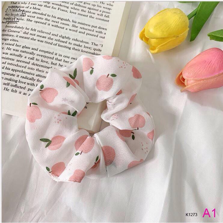 Dây cột tóc scrunchies dât buộc tóc vải họa tiết trái cây SC13