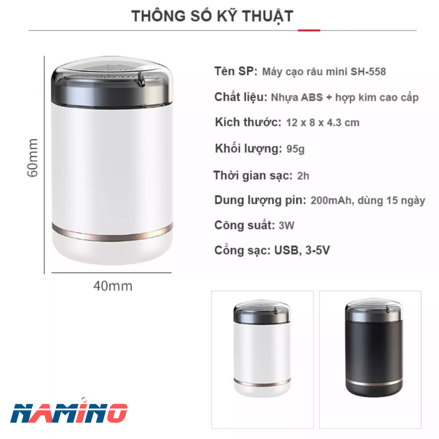 Máy cạo râu mini không dây sạc pin, chống trầy , chống nước tuyệt đối - Tiêu chuẩn Nhật Bản