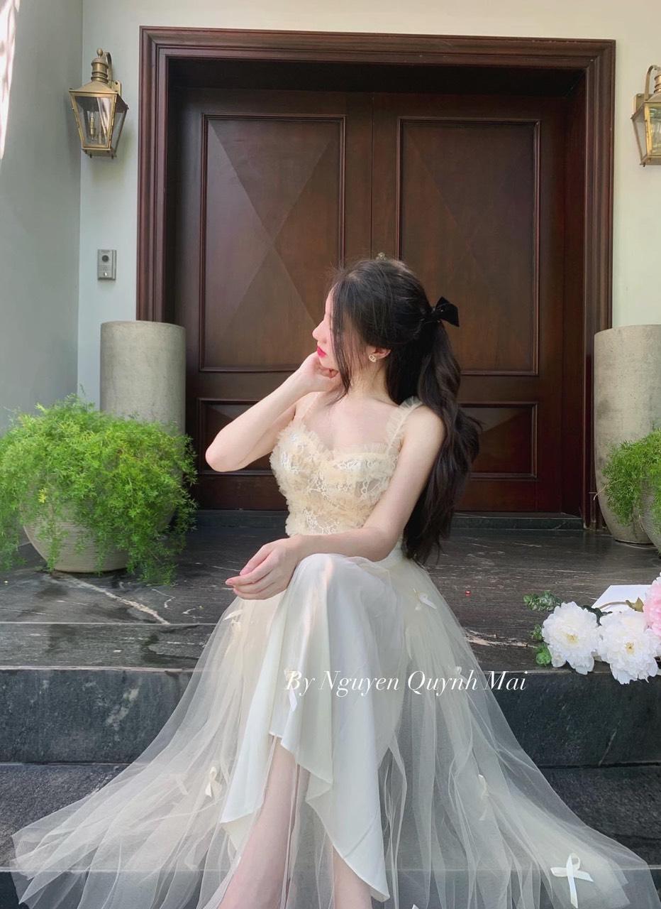 SET ĐI TIỆC, SET 2 MÓN ÁO CROPTOP 2S REN PHỐI CHÂN VÁY DÀI 2 LỚP CỰC SANG