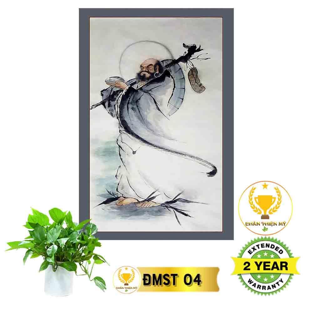 Tranh đạt ma sư tổ khung gỗ kích thước 40x60cm