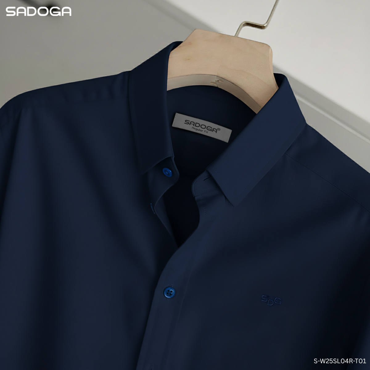 Áo Sơ Mi Nam Sadoga Dài Tay Regular Fit Không Túi, Thoáng Mát Nhanh Khô S-W25SL04R