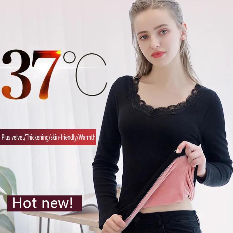 Za Nữ Mùa Đông Nhiệt Quần Lót Thời Trang Ôm Dáng Bodycon Ren Cổ Trang Bên Trong Underwaist Nữ Ấm Áo Thun Chui Đầu