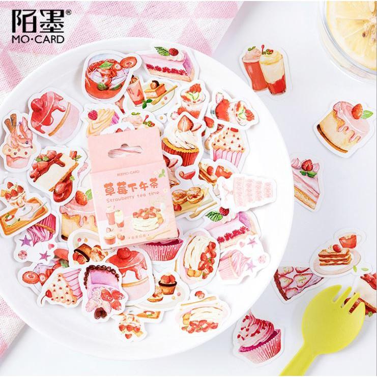 Bộ 46 Sticker Hàn Quốc hình Bánh Kem dễ thương dán trang trí E11