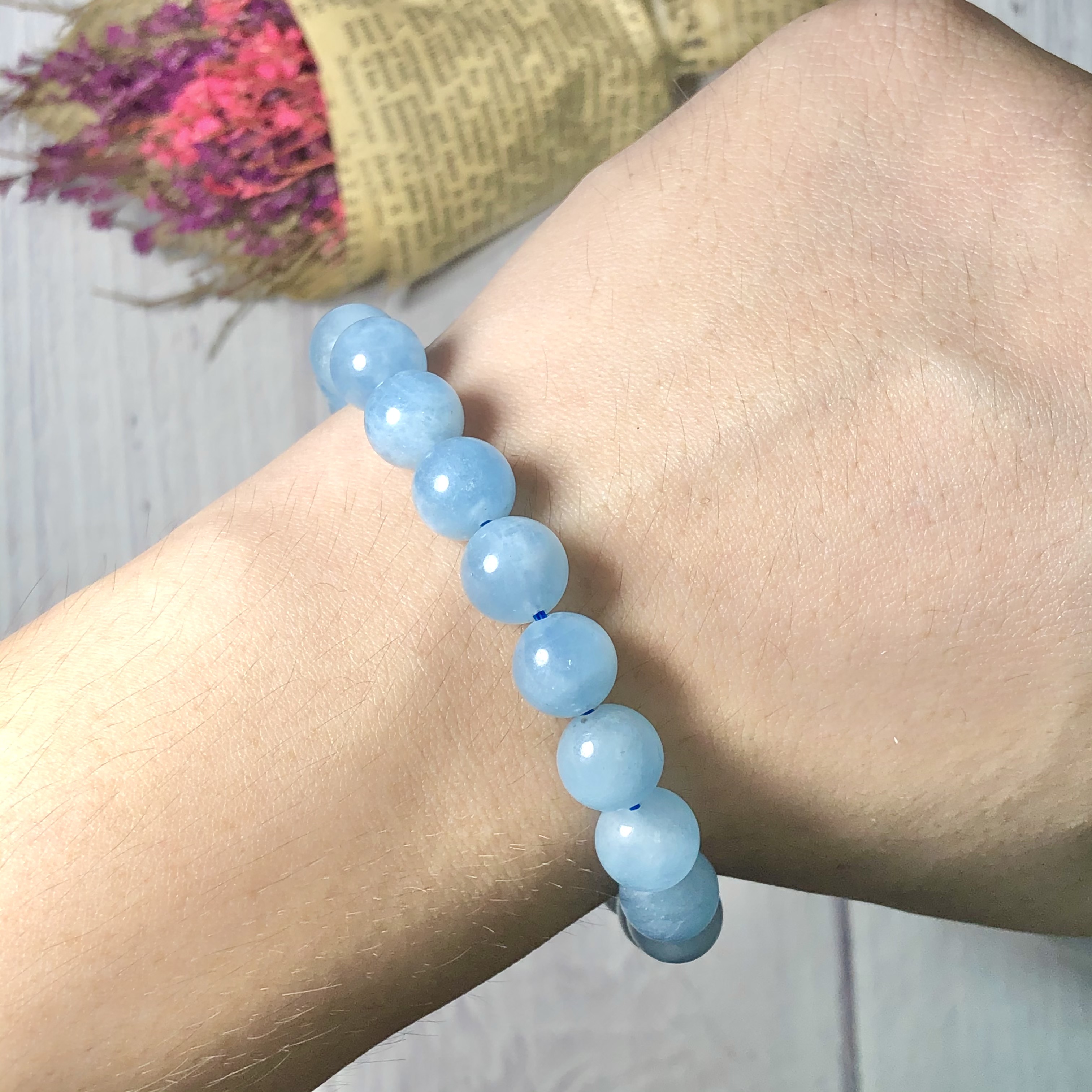 Vòng tay Aquamarine 9mm cao cấp chuẩn 5A