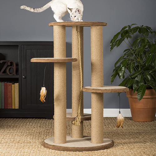 Trụ cào móng cho mèo CAO 92cm bằng GỖ - cat tree cho mèo leo trèo rất phù hợp với bé mèo năng động, tò mò CT031