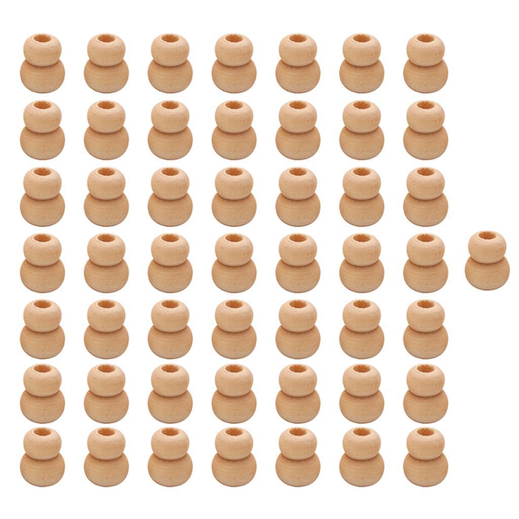 50x Gourd Wood Beads with Hole Spacer Beads Charms Jewelry Making Beading Craft