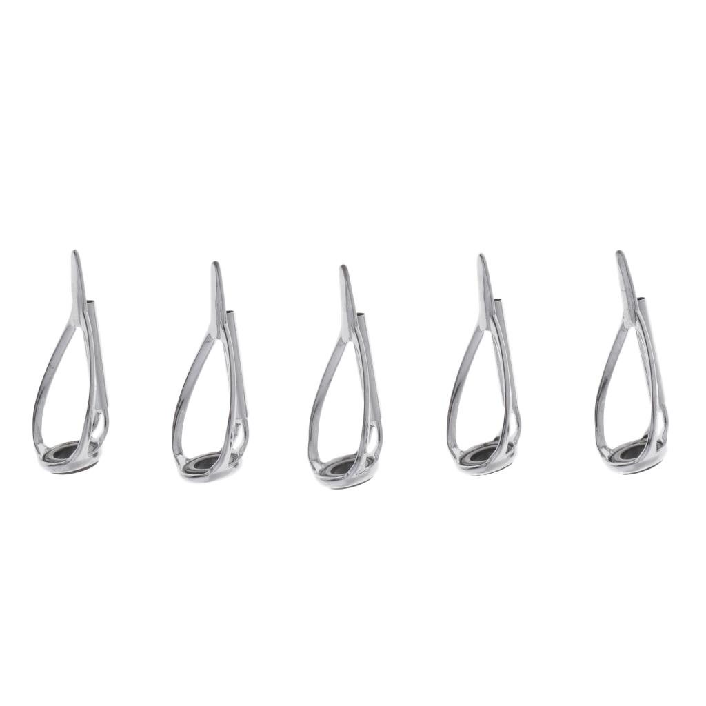 5Pcs Stainless Steel Fishing Rod Guides Rod Repair Kit DIY Tips Rings