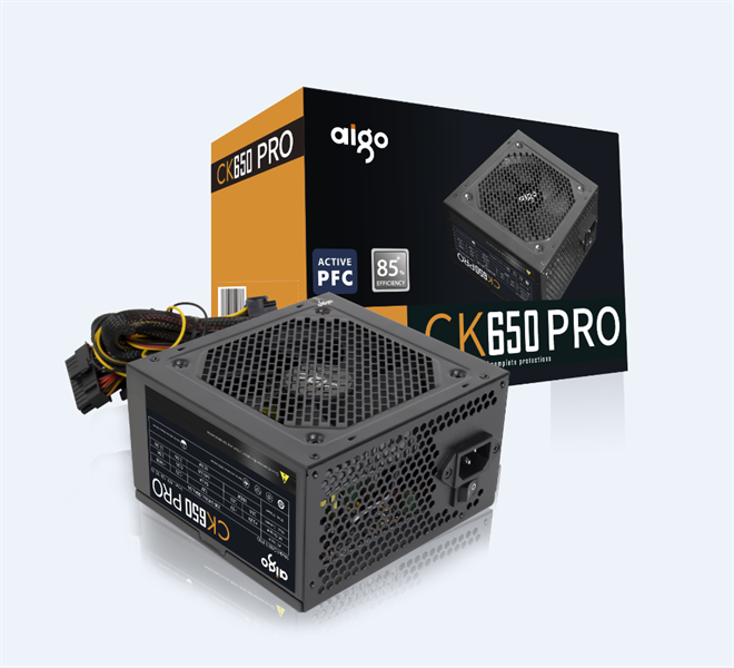 Nguồn Máy Tính AIGO CK650 PRO Công Suất Thực 650W Hỗ trợ mainboard 2 CPU Bảo hành 36 tháng - Hàng Chính Hãng