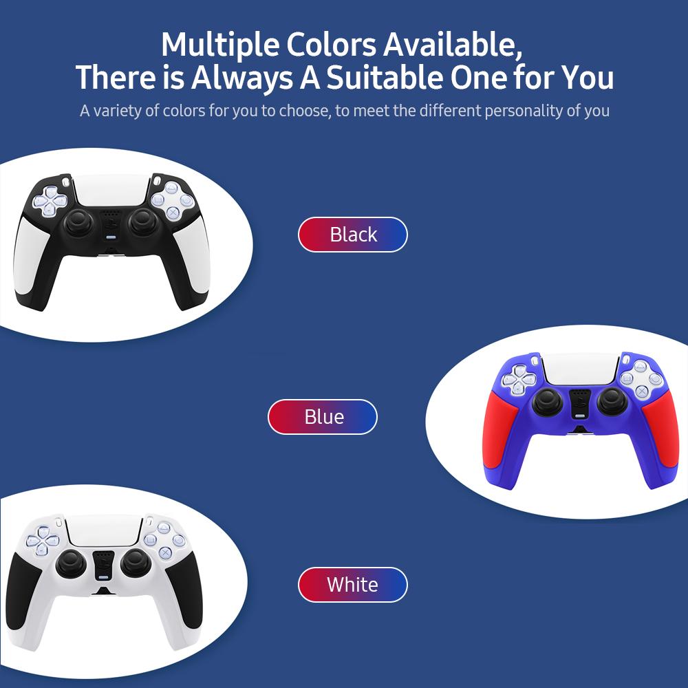 BUBM Silicone Cover cho Gamepad Tương thích với PS5 Silicone Bảo vệ chống va đập Linh hoạt và Bền nhiều - Màu trắng