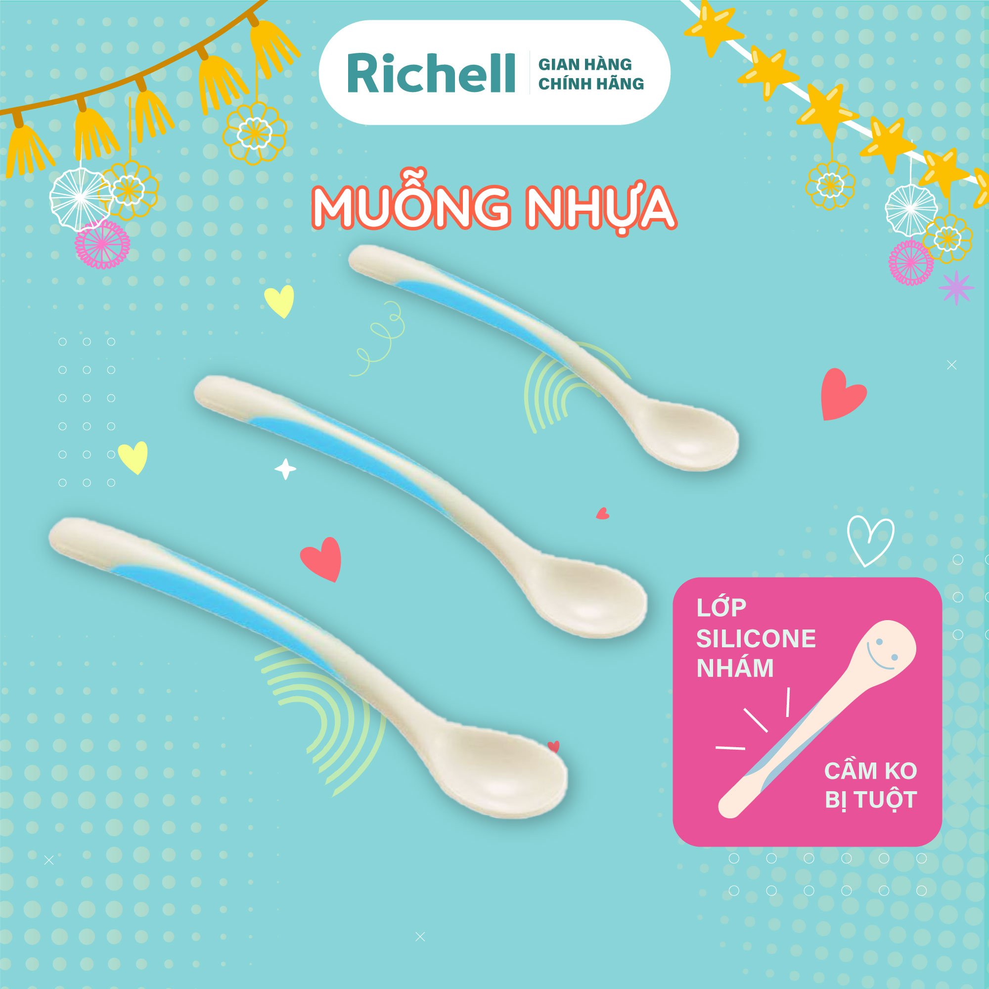 Muỗng nhựa cho bé ăn dặm Richell Nhật Bản | Baby