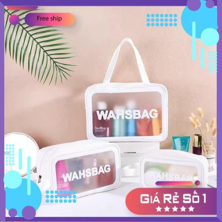 Túi đựng mỹ phẩm Sét 3 túi đựng mỹ phẩm trong suốt mẫu mới, sét 3 túi mỹ phẩm washbag