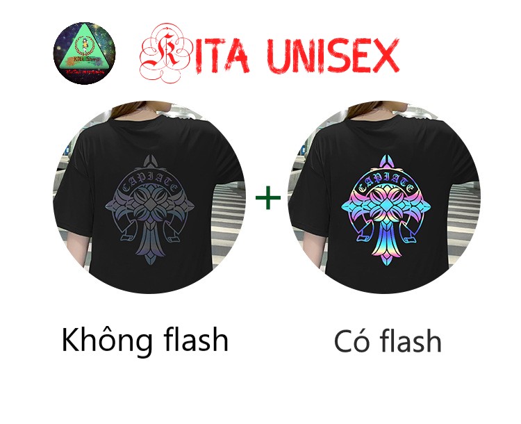 Áo thun phản quang nam nữ tay lỡ form rộng freesize Kita Unisex - THÁNH GIÁ