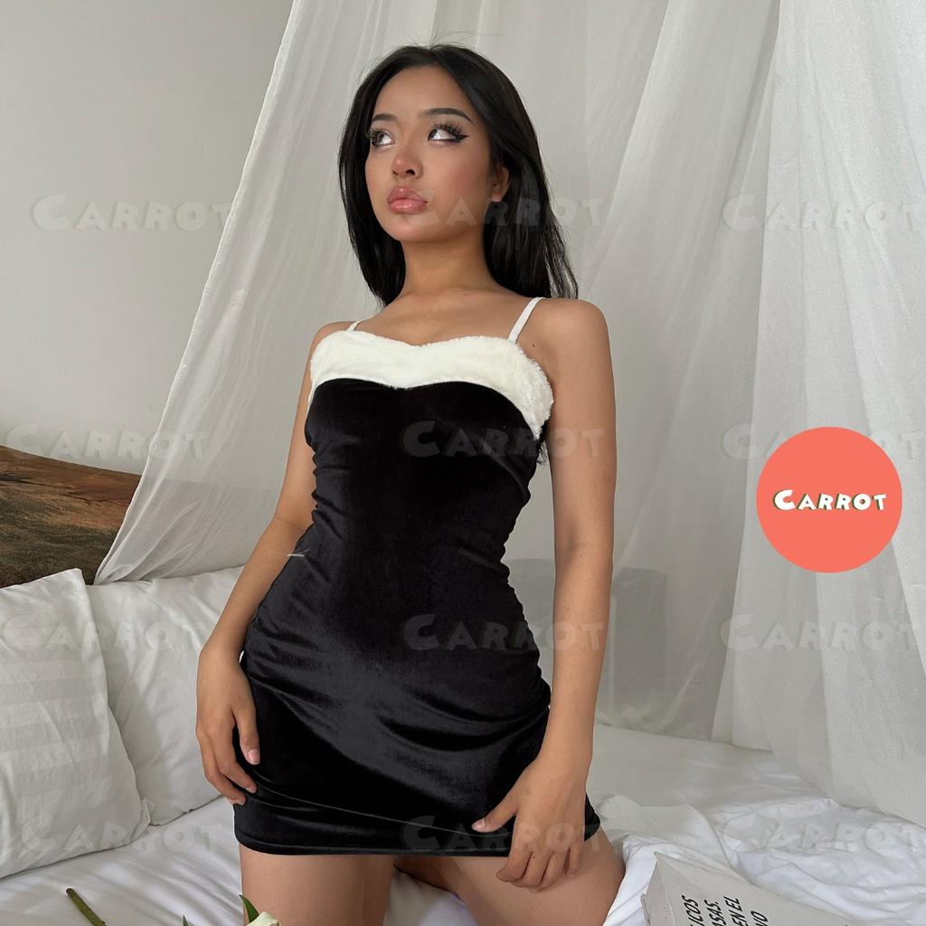 Đầm body thiết kế 2 dây nhung váy ôm sexy gợi cảm carrotxinhdep 39