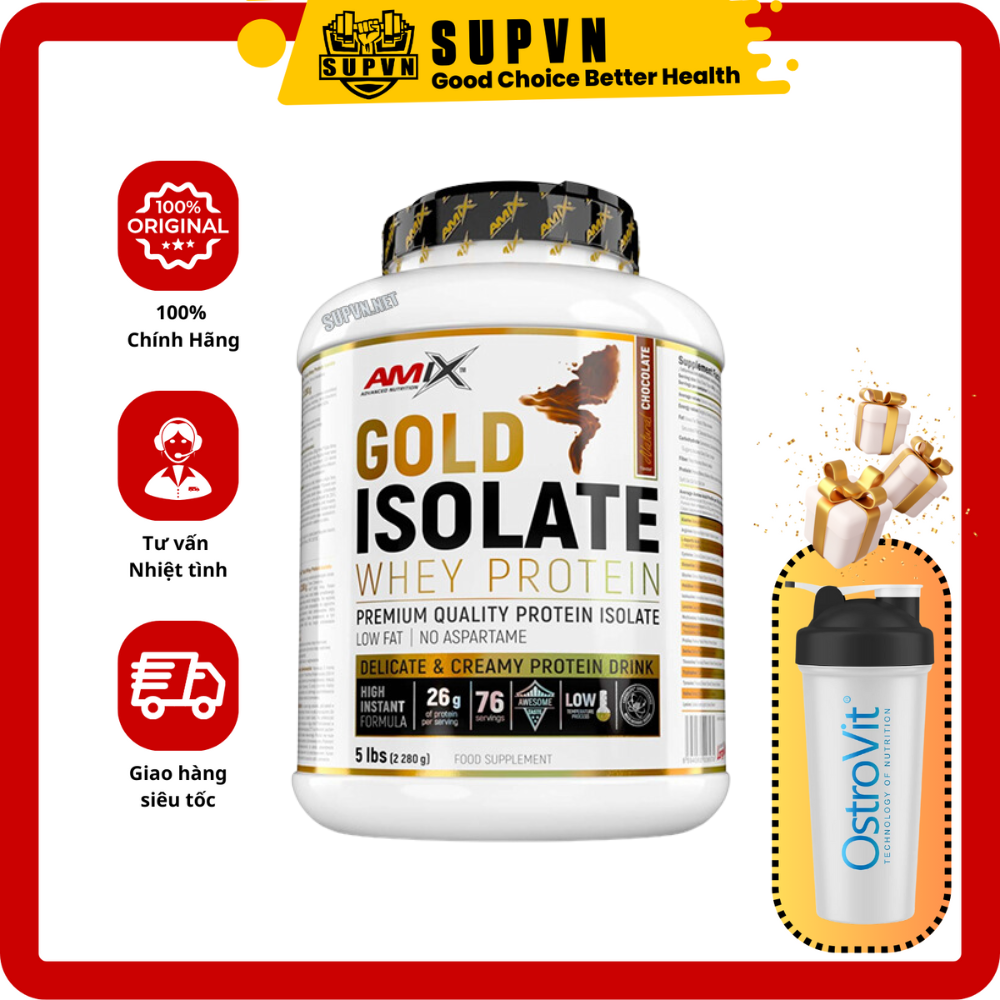 Sữa Tăng Cơ Amix Gold Isolate Whey Protein 5 Lbs (76 Servings) - Hỗ Trợ Phục Hồi Và Phát Triển Cơ Bắp