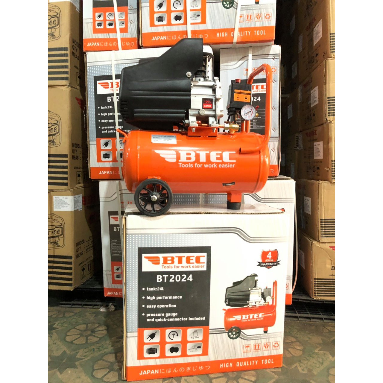 MÁY NÉN KHÍ CÓ DẦU BTEC BT-2024 2HP 24 LÍT -HÀNG CHÍNH HÃNG
