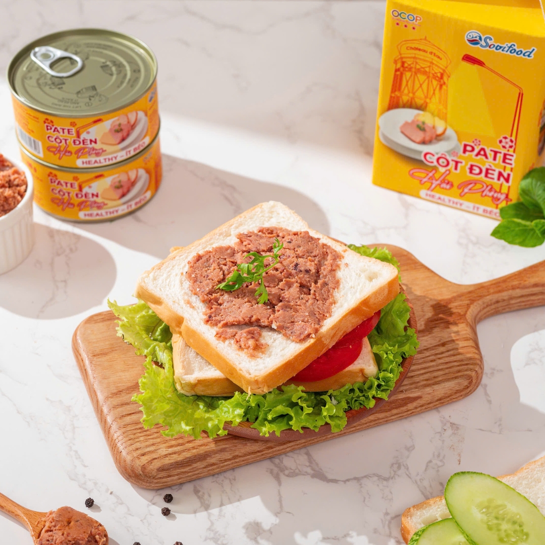 Combo 10 lon - Pate Cột Đèn Hải Phòng Sovifood - Ít Béo, Nhiều Thịt Ít Gan - 1,9KG