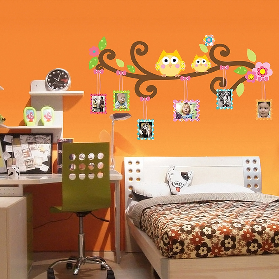 Decal Dán Tường Cây Khung Ảnh Cú Mèo Binbin EB86