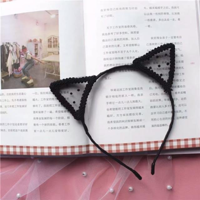 Cài tai mèo ren xinh xắn