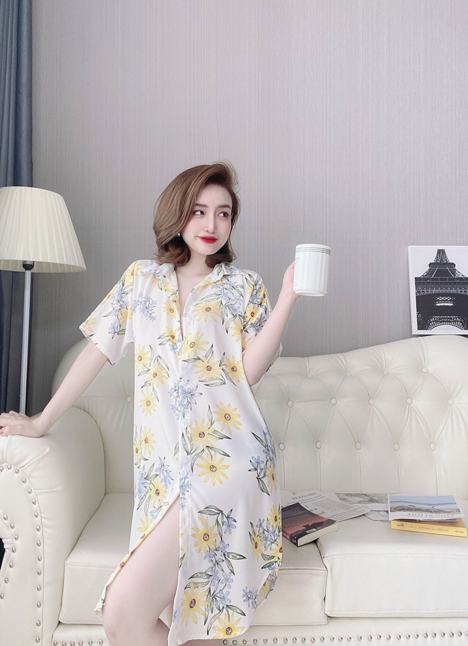 Đầm Ngủ Lụa Mai Ngô - Cổ Sơ Mi