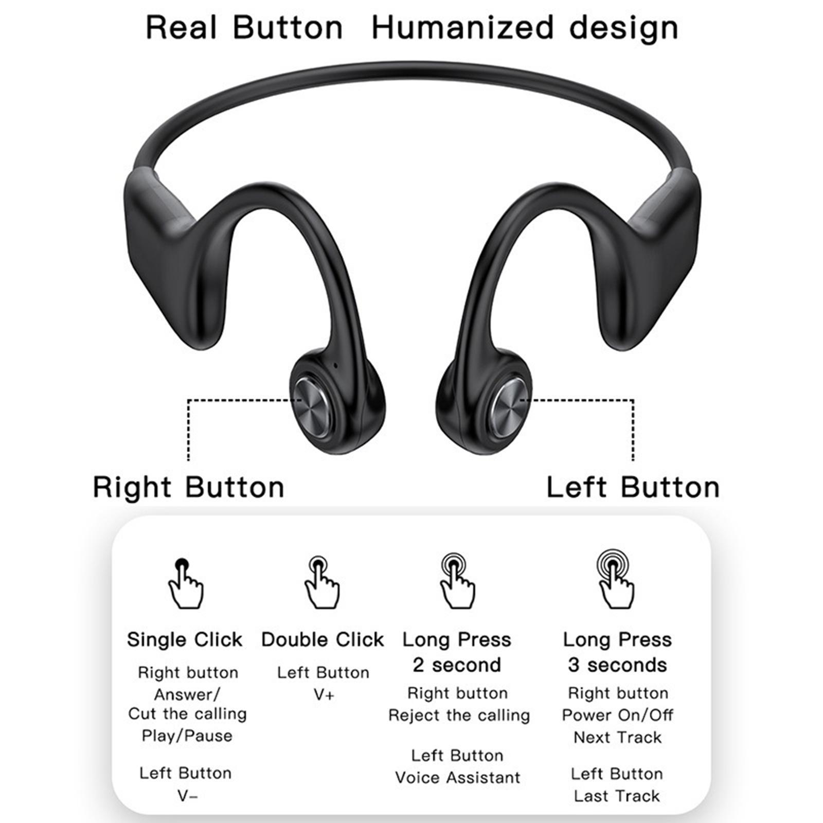 Bone Conduction Headphones Bluetooth 5.0 Wireless Open-Ear Headset Earphones IPX6 Waterproof Sweat-Proof