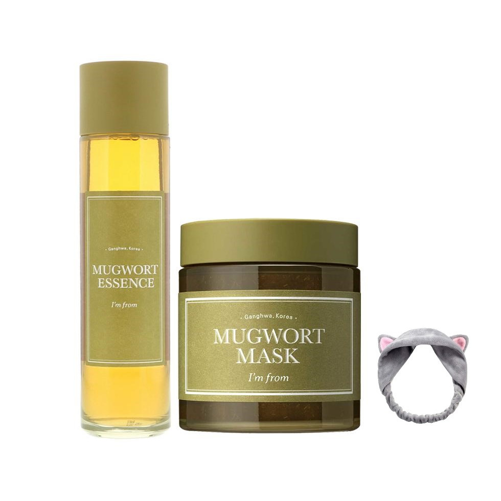 Combo Làm Dịu, Phục Hồi Da Từ Ngải Cứu I'm from (Mugwort Essence 160ml + Mugwort Mask 110g) + Tặng Kèm 1 băng đô tai mèo xinh xắn ( màu ngẫu nhiên)