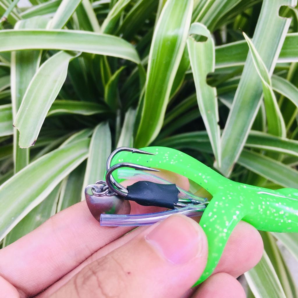 Mồi mềm câu lure Frog Kicker có thìa tạo hiệu ứng và lưỡi đôi có chống vướng phukiencaulure25
