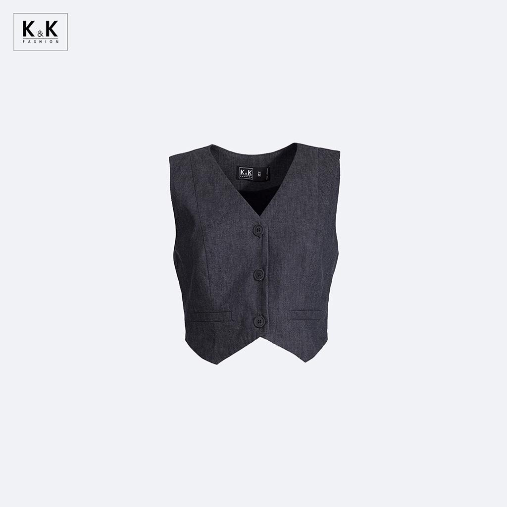 Áo Gile Nữ Croptop K&K Fashion ASM12-27 Chất Liệu Denim