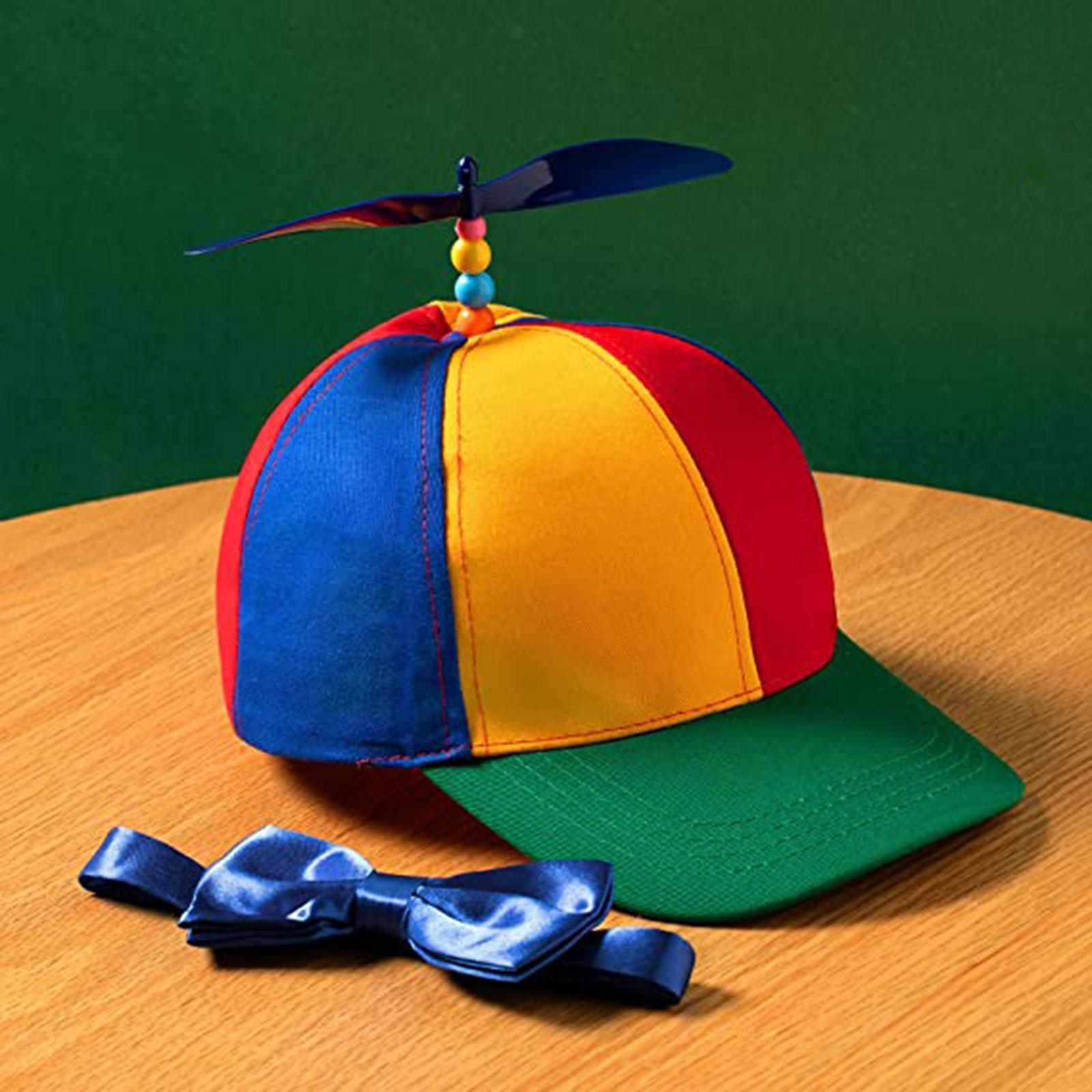 Propeller Ball Hat Helicopter Caps Rainbow Top Hat Brightly Color Comfortable Decoration Baseball Hat Kids  for Camping Outdoor