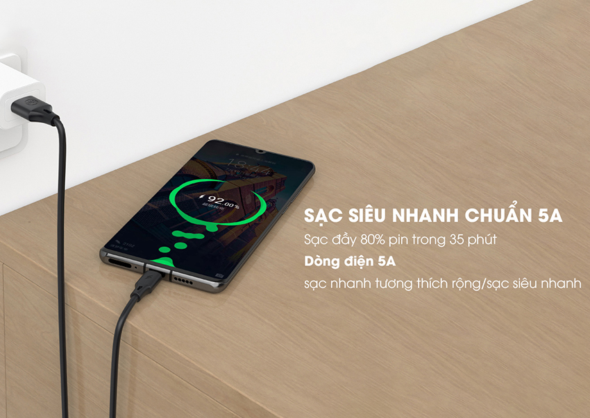 Cáp Sạc Nhanh 5A USB to Type C WK WDC-101 - Hàng chính hãng