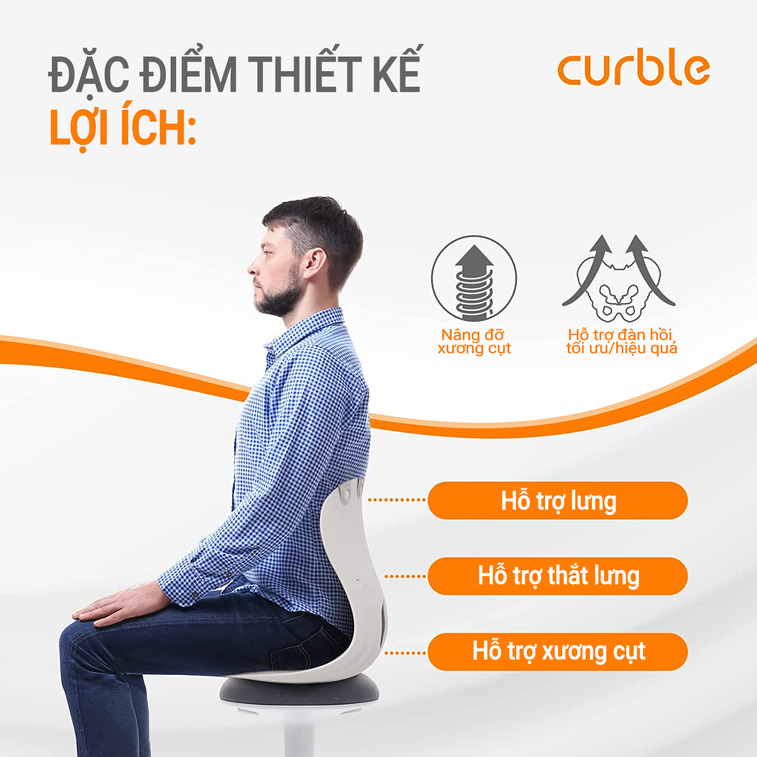 [Hàng chính hãng Curble Ablue] Combo 2 Ghế chỉnh dáng ngồi đúng, chống gù Curble Grand - Premium Model. Phù hợp mọi đối tượng cân nặng từ 65kg (Nam, Nữ) - Made in Korea. 3 màu tuỳ chọn