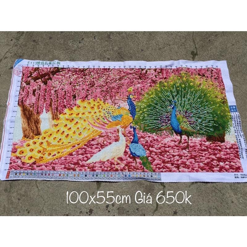 Tranh thêu kín gia đình công cây tình yêu
