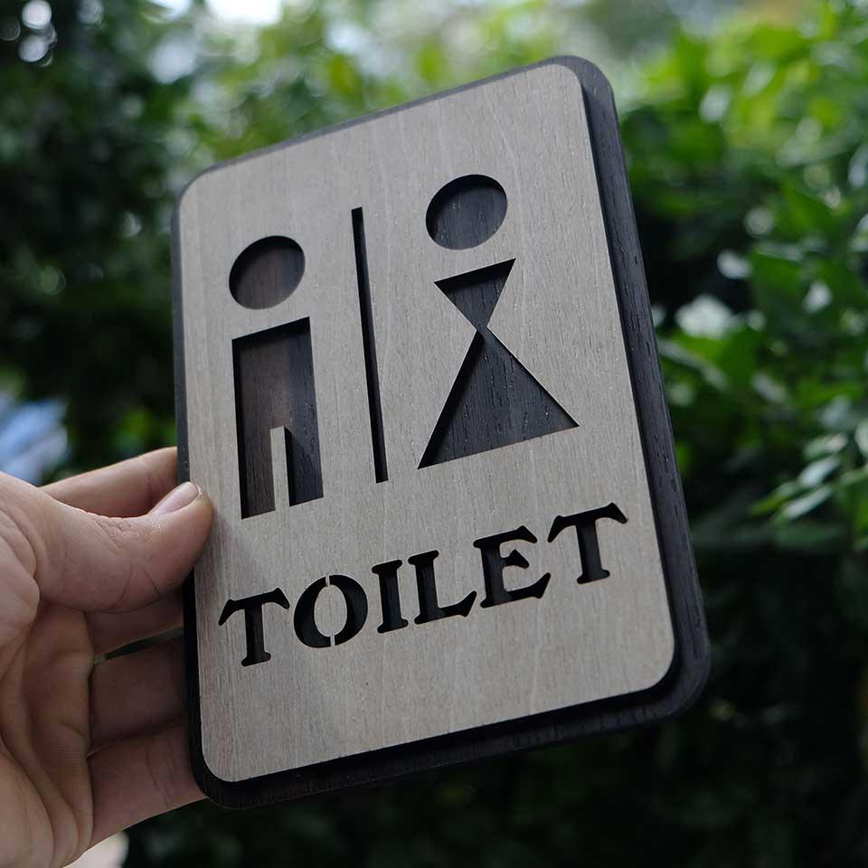 Bảng Toilet Gỗ dán cửa nhà vệ sinh trang trí LEVU TL07